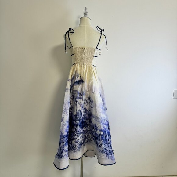 Zimmermann Wylie shirred printed linen midi dress - Picture 4 of 11